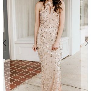 Gold Halter Floor length gown